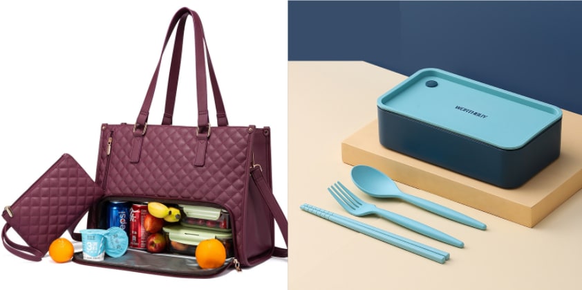 Lunch Bag Tote for Work Quilted Insulated Laptop - Image 5