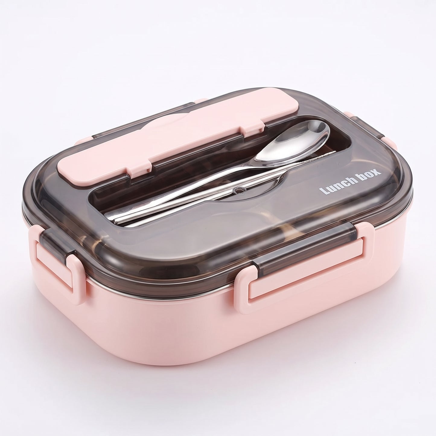 Lunch Box Bento Food Container Stainless Steel Compartment Storage - angle