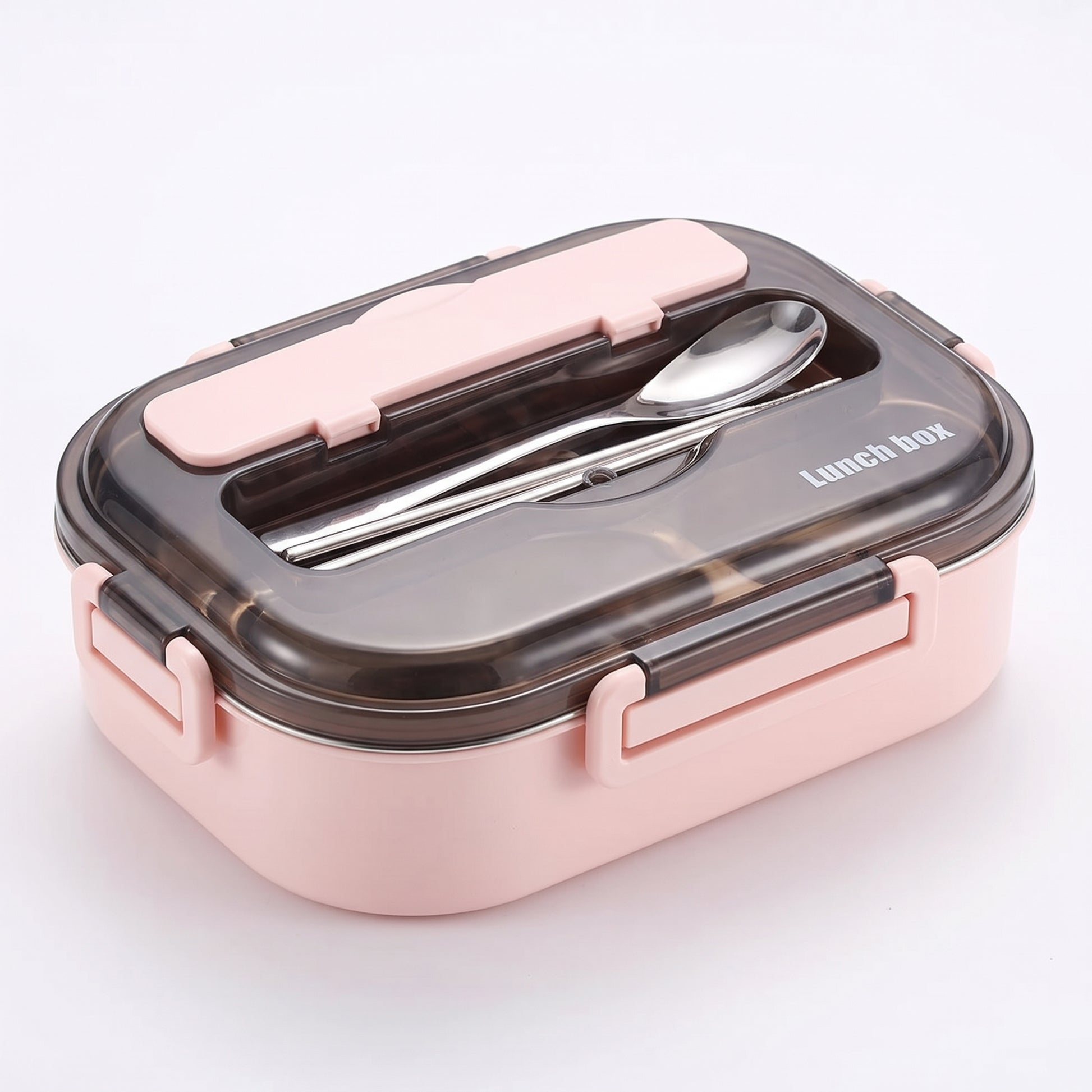 Lunch Box Bento Food Container Stainless Steel Compartment Storage - angle