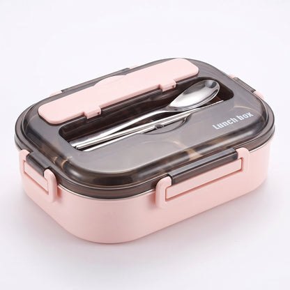 Lunch Box Bento Food Container Stainless Steel Compartment Storage - angle