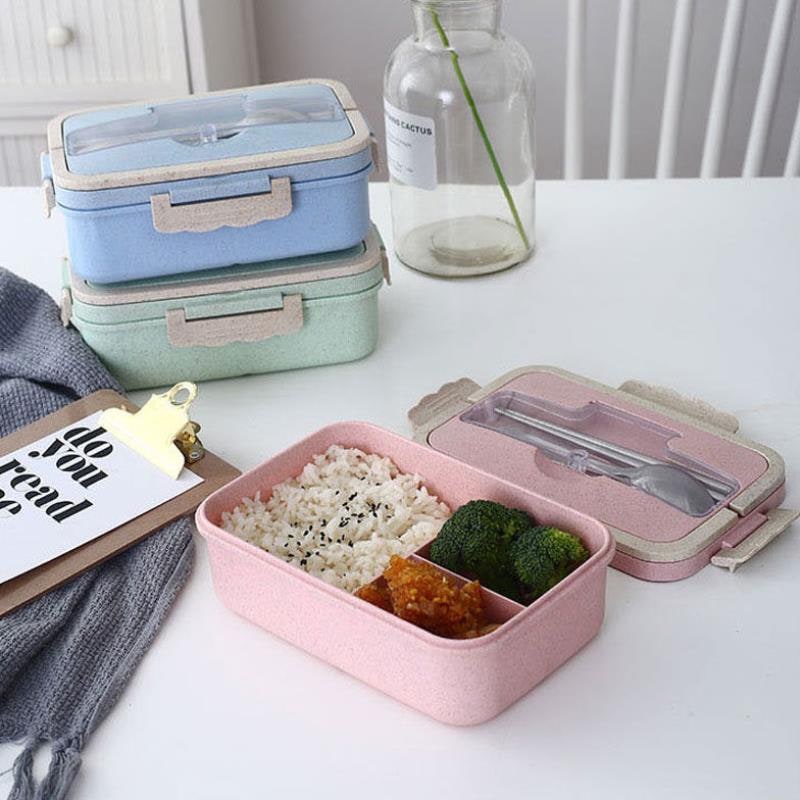 Lunch Box Bento Food Container Compartment Plastic Meal Prep - Image 1