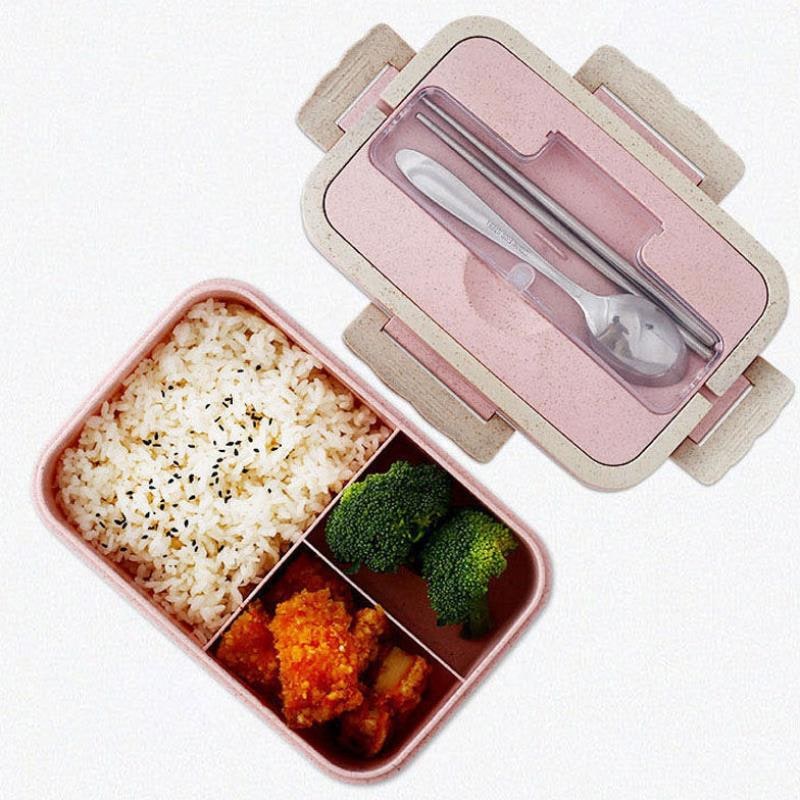 Lunch Box Bento Food Container Compartment Plastic Meal Prep - Image 2