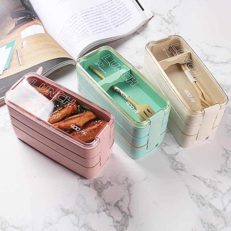Lunch Box Bento Food Container Meal Prep Compartment Stackable - Image 1