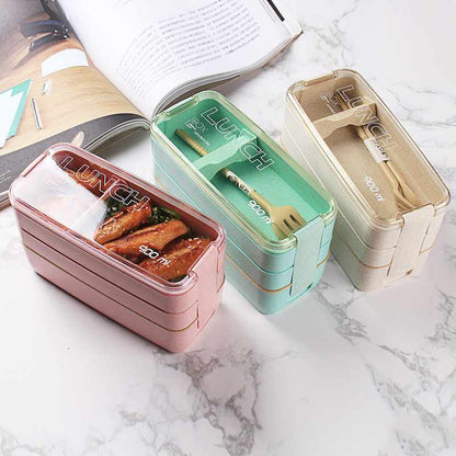 Lunch Box Bento Food Container Meal Prep Compartment Stackable - Image 1