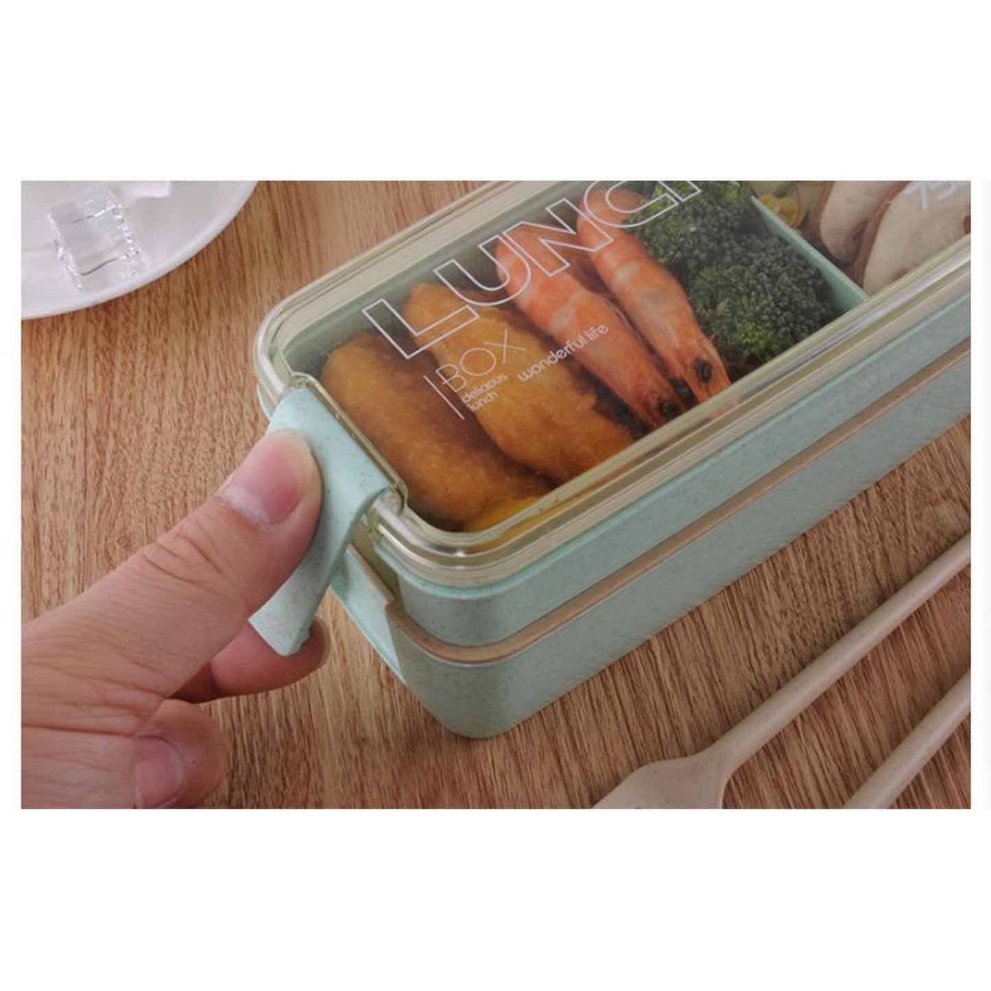 Lunch Box Bento Food Container Meal Prep Compartment Stackable - Image 2