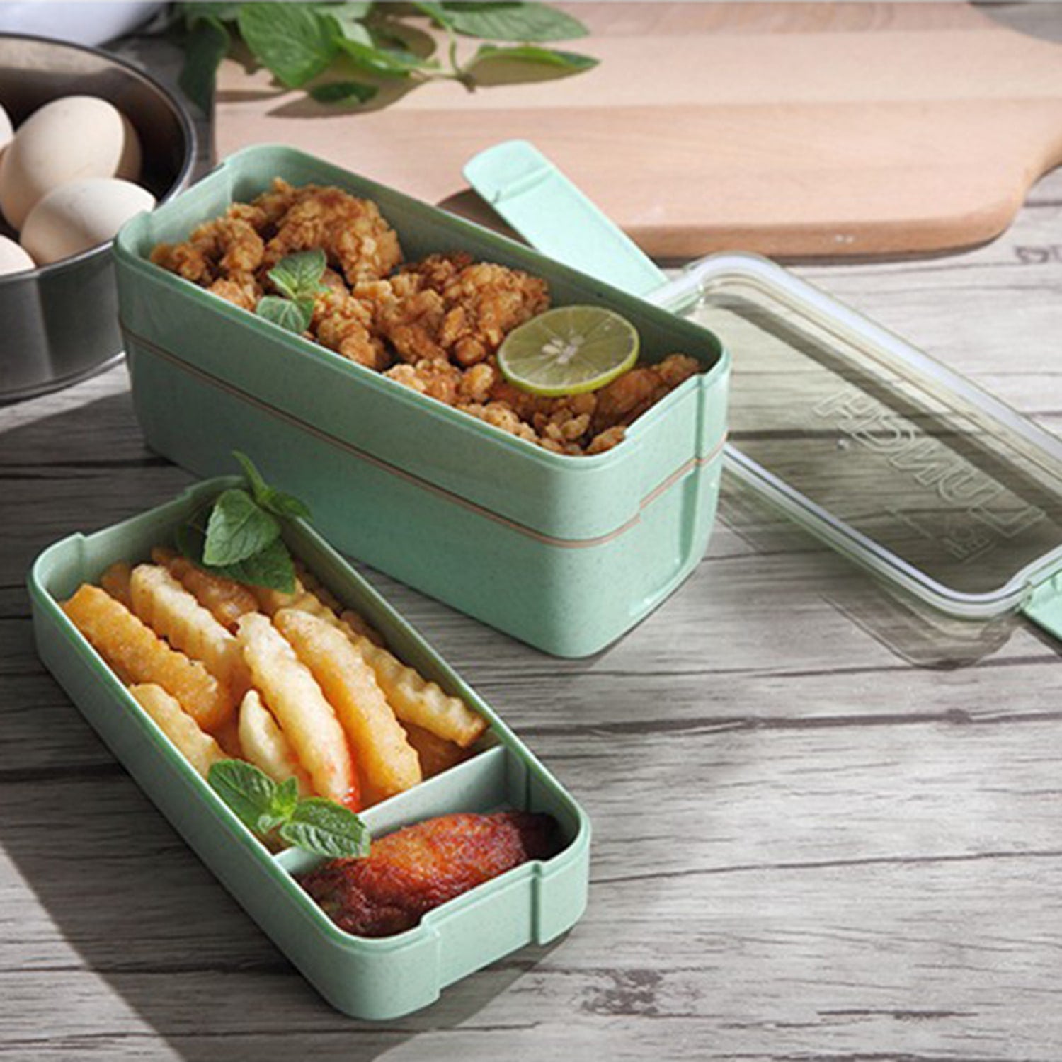 Lunch Box Bento Food Container Meal Prep Compartment Stackable - Image 9
