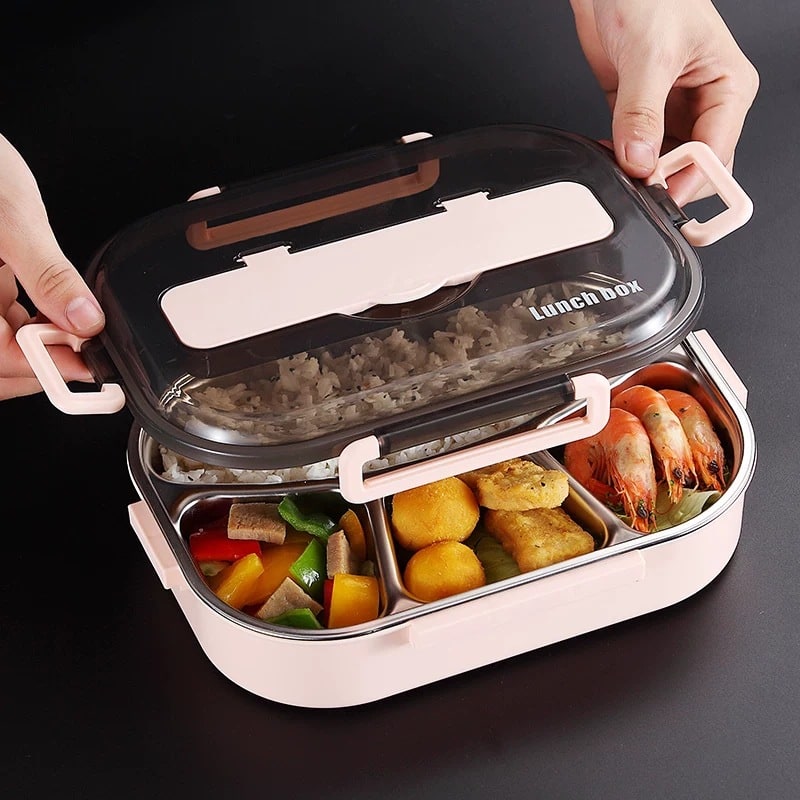 Lunch Box Bento Food Container Stainless Steel Compartment Storage - Image 1