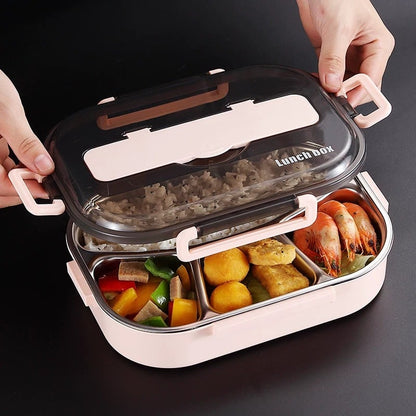 Lunch Box Bento Food Container Stainless Steel Compartment Storage - Image 1