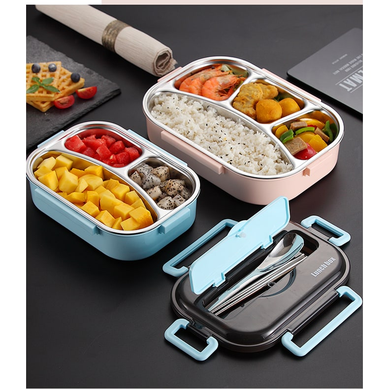 Lunch Box Bento Food Container Stainless Steel Compartment Storage - Image 2