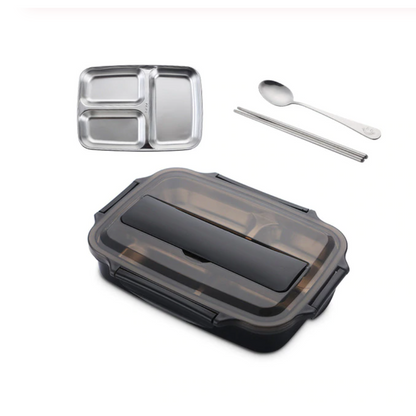 Lunch Box Bento Food Container Stainless Steel Compartment Storage - Image 3