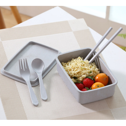Lunch Box Bento Pastel Color Rectangular Cutlery - Image 1