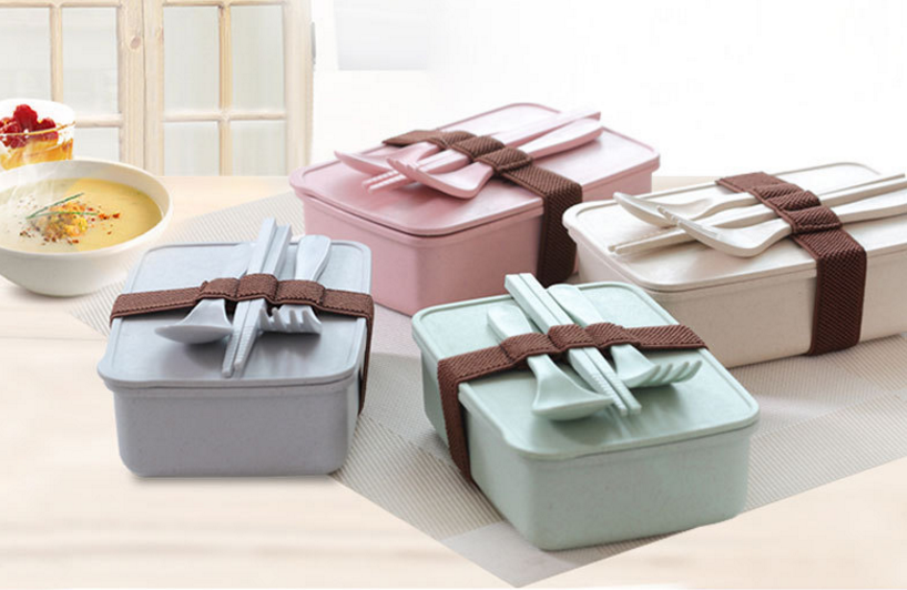 Lunch Box Bento Pastel Color Rectangular Cutlery - Image 3