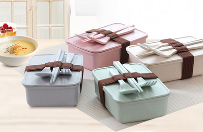 Lunch Box Bento Pastel Color Rectangular Cutlery - Image 3