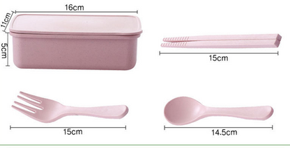 Lunch Box Bento Pastel Color Rectangular Cutlery - Image 4