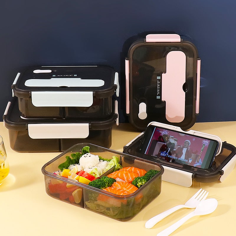 Lunch Box Bento Plastic Compartment Phone Holder - Image 2