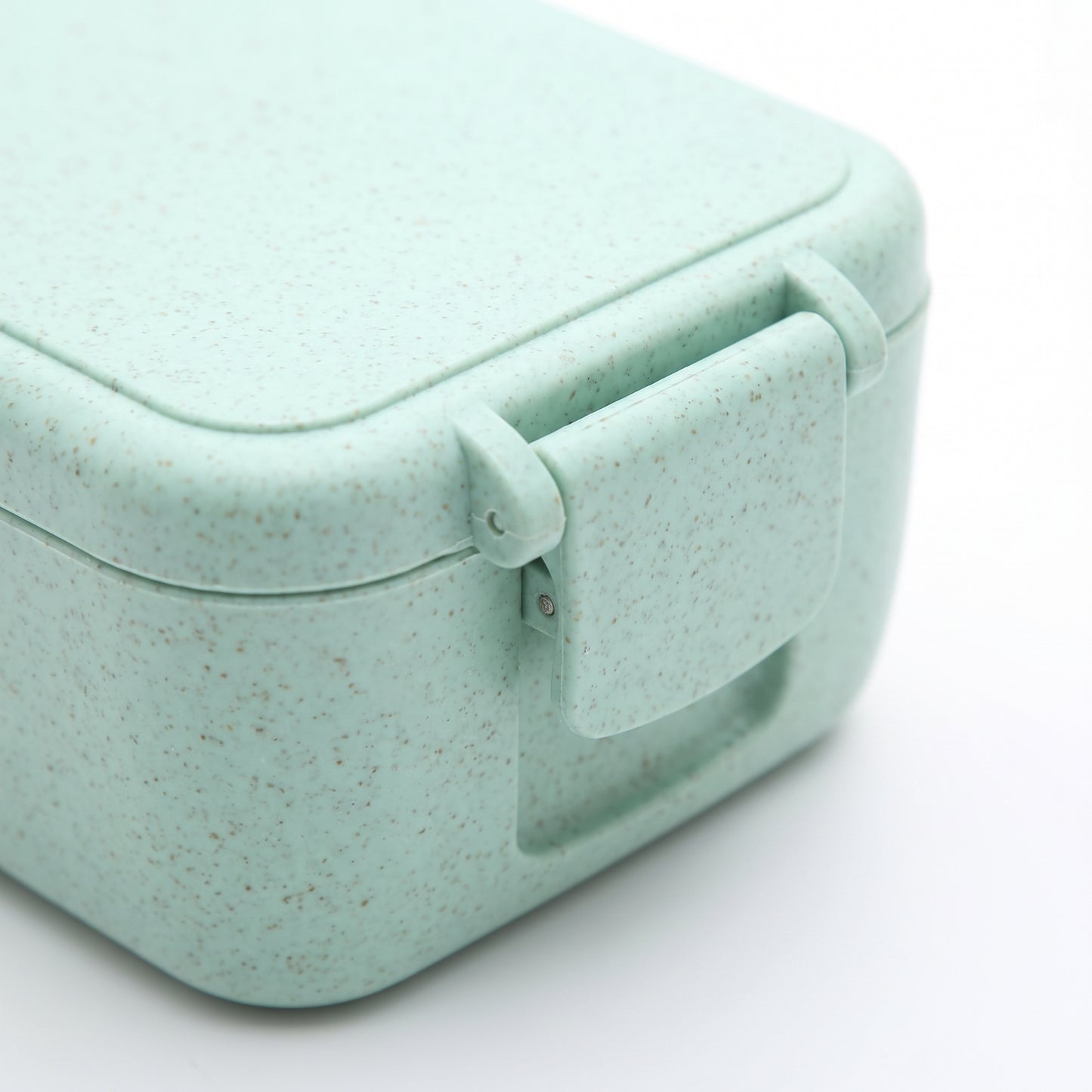 Bento Lunch Box with Cutlery Light Blue Plastic Clear Lid - detail