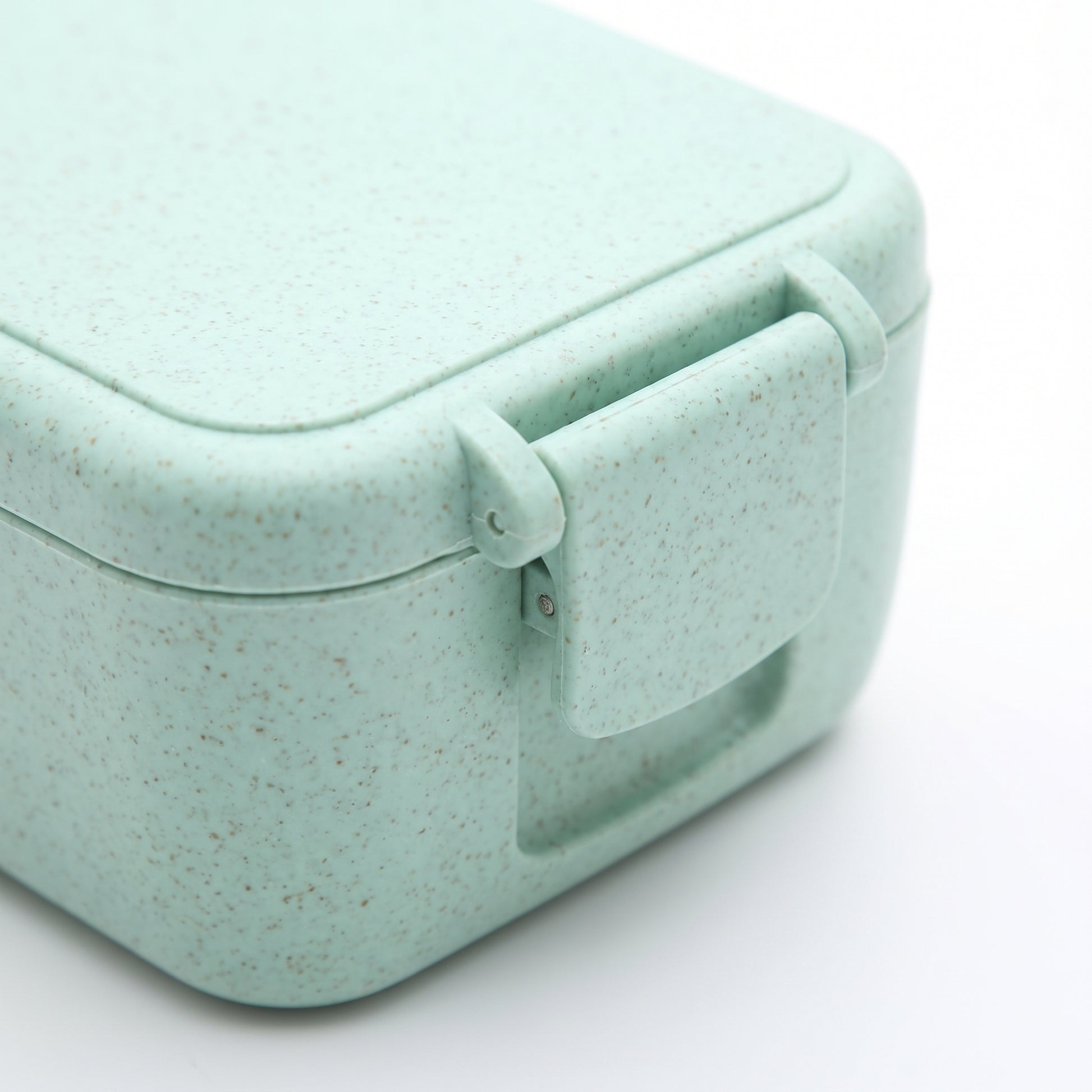 Bento Lunch Box with Cutlery Light Blue Plastic Clear Lid - detail