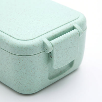 Bento Lunch Box with Cutlery Light Blue Plastic Clear Lid - detail
