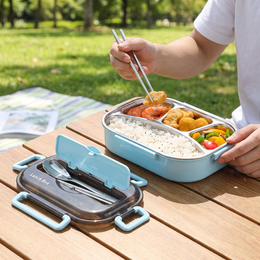 Lunch Box Bento Food Container Stainless Steel Compartment Storage - hero