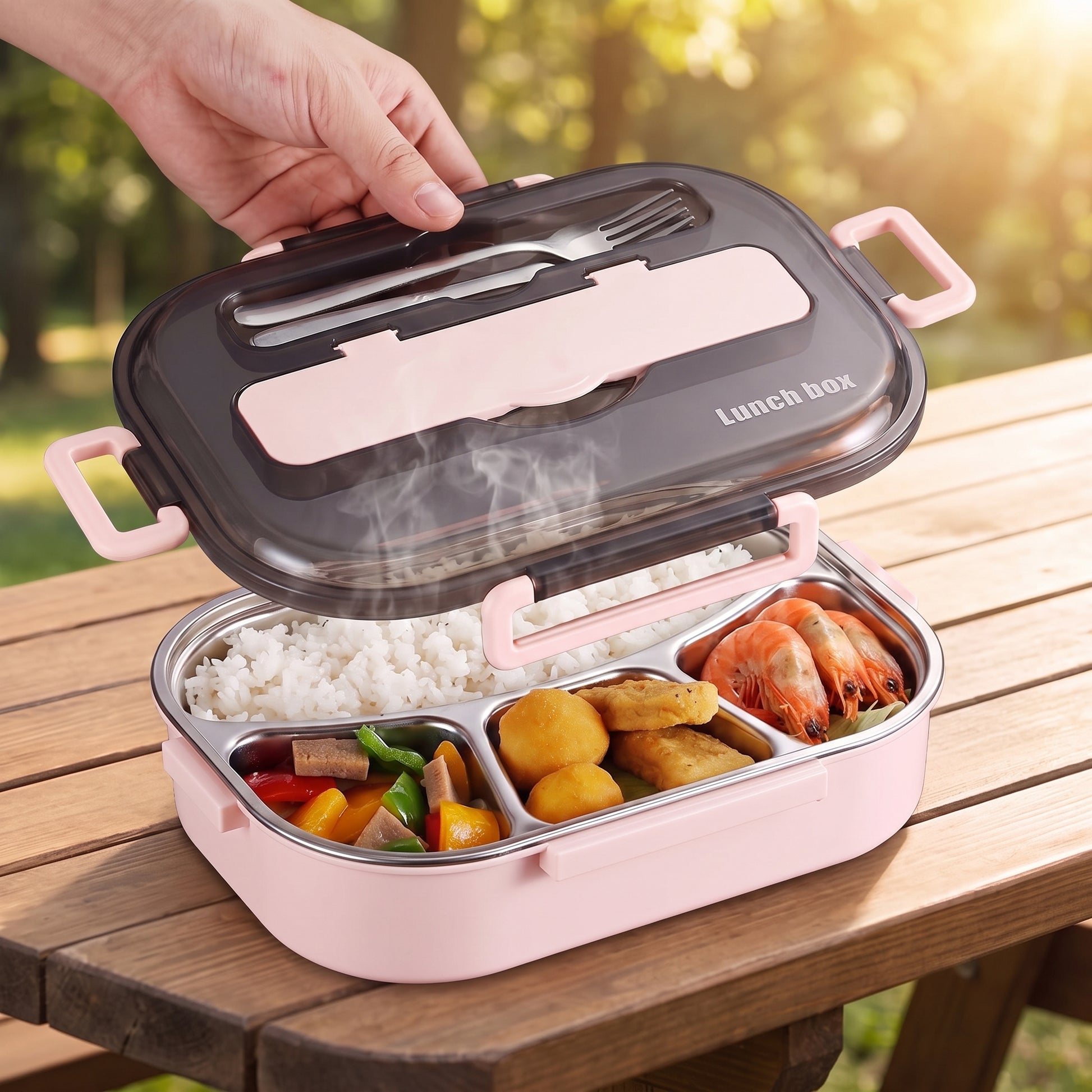 Lunch Box Bento Food Container Stainless Steel Compartment Storage - Image 8