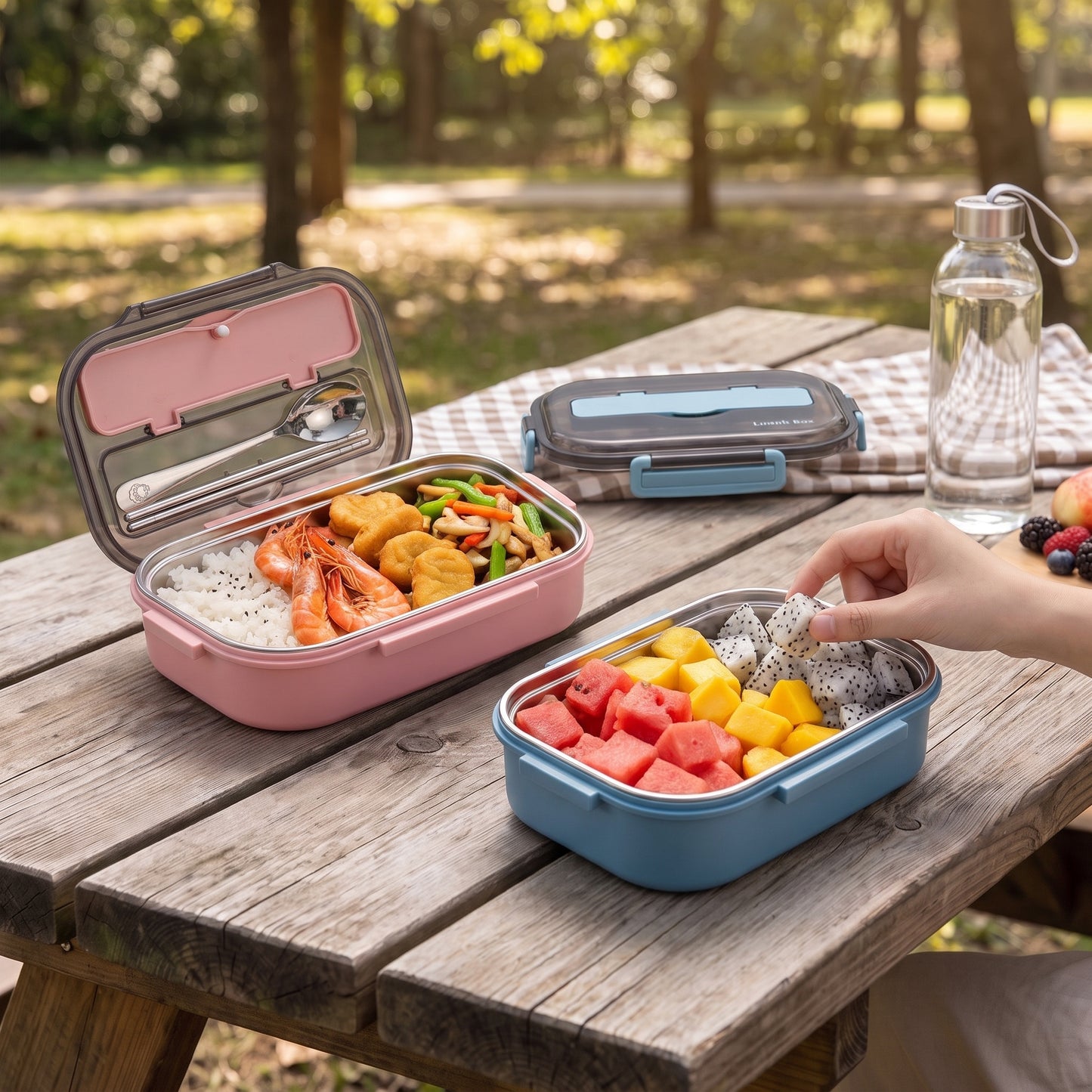 Lunch Box Bento Food Container Stainless Steel Compartment Storage - hero