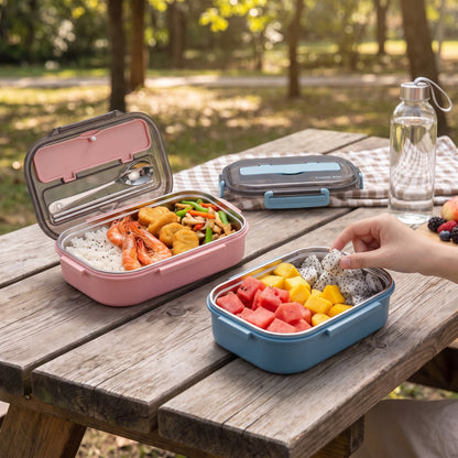 Lunch Box Bento Food Container Stainless Steel Compartment Storage - hero