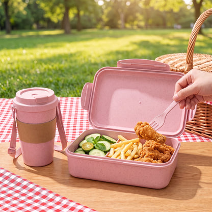 Bento Lunch Box with Cutlery Light Blue Plastic Clear Lid - Image 27