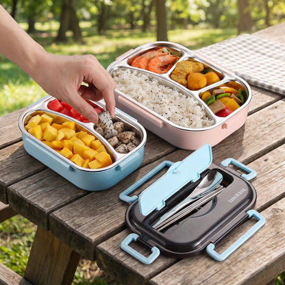 Lunch Box Bento Food Container Stainless Steel Compartment Storage - Image 9
