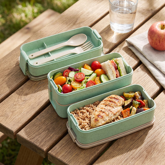Lunch Box Bento Food Container Meal Prep Compartment Stackable - hero
