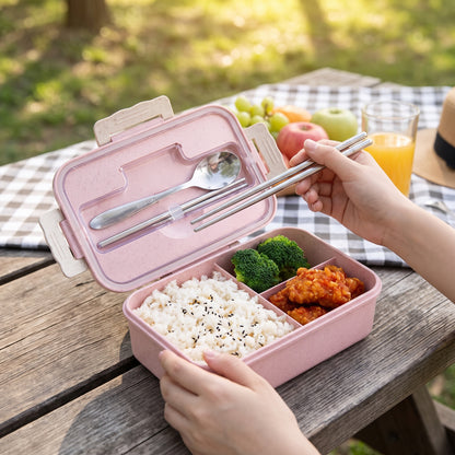 Lunch Box Bento Food Container Compartment Plastic Meal Prep - in-use