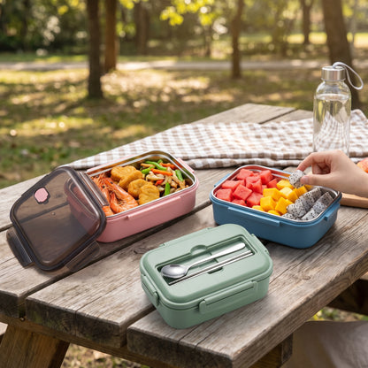 Lunch Box Bento Food Container Stainless Steel Compartment Storage - in-use
