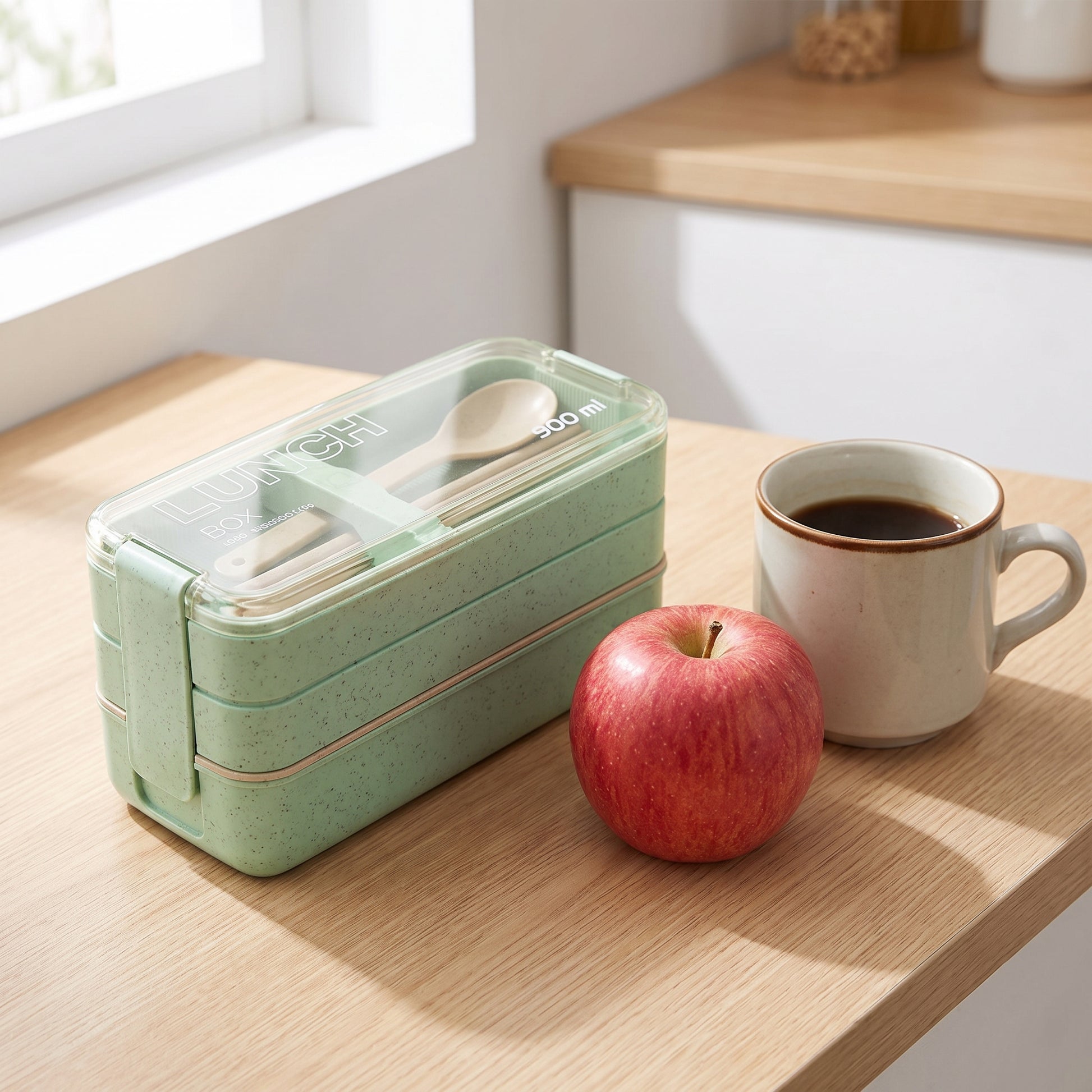 Lunch Box Bento Food Container Meal Prep Compartment Stackable - scale