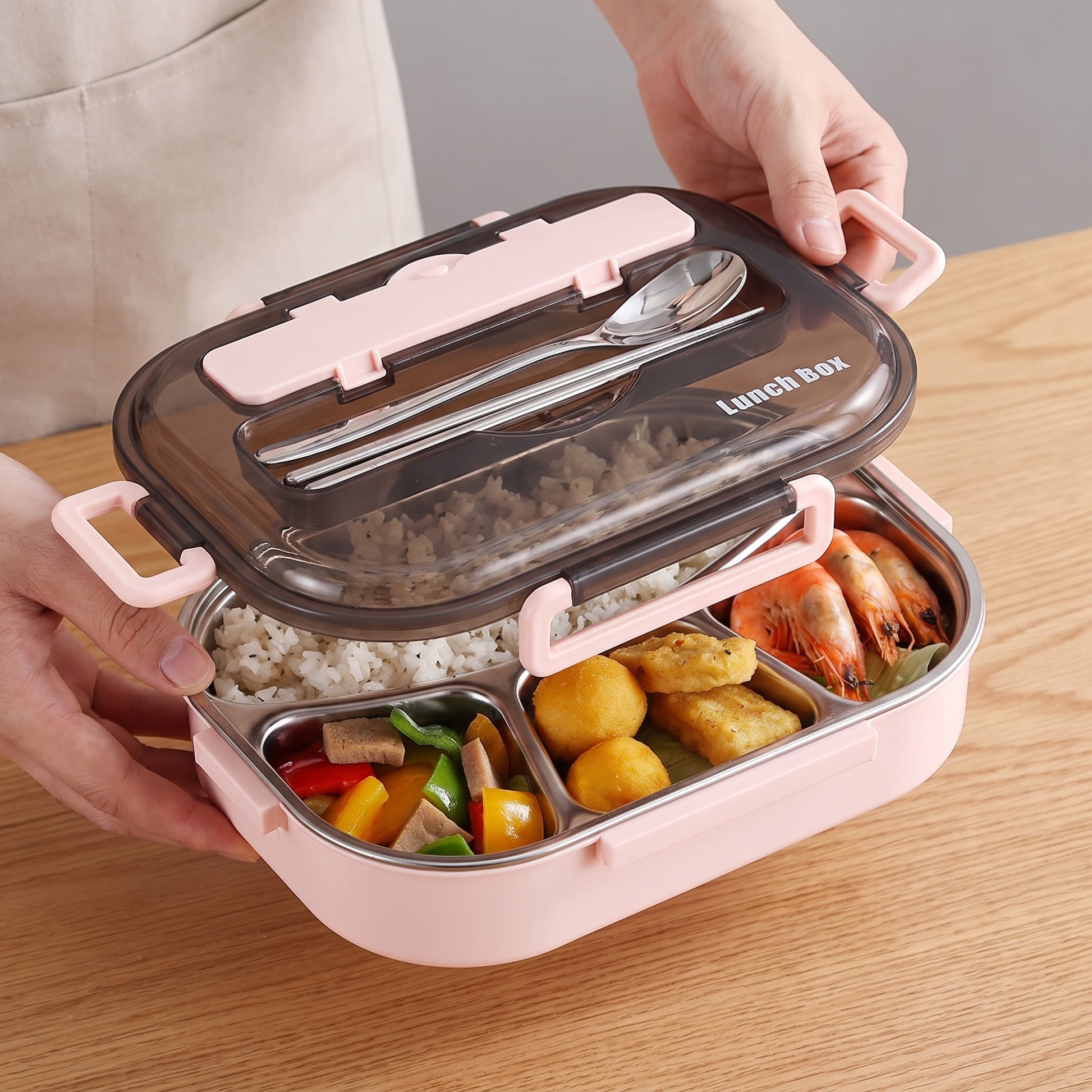 Lunch Box Bento Food Container Stainless Steel Compartment Storage - scale