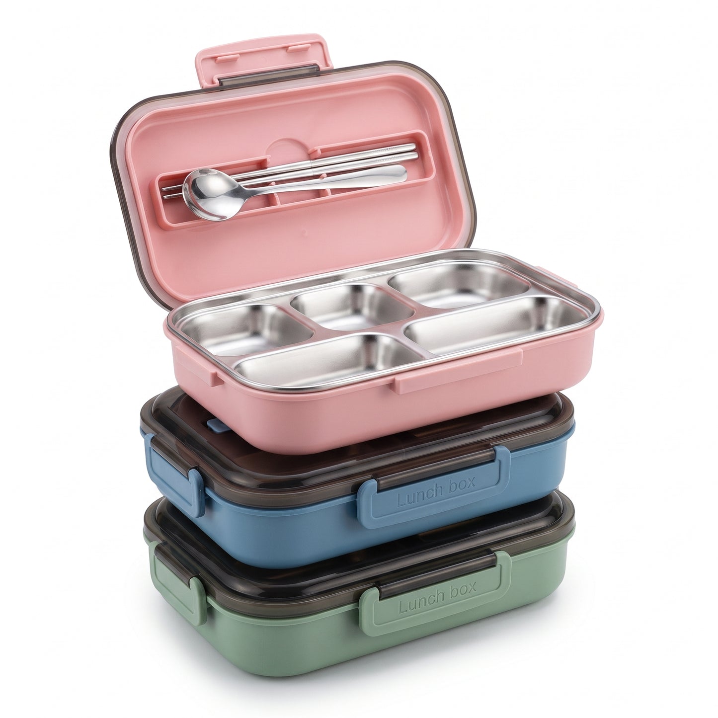 Lunch Box Bento Food Container Stainless Steel Compartment Storage - studio