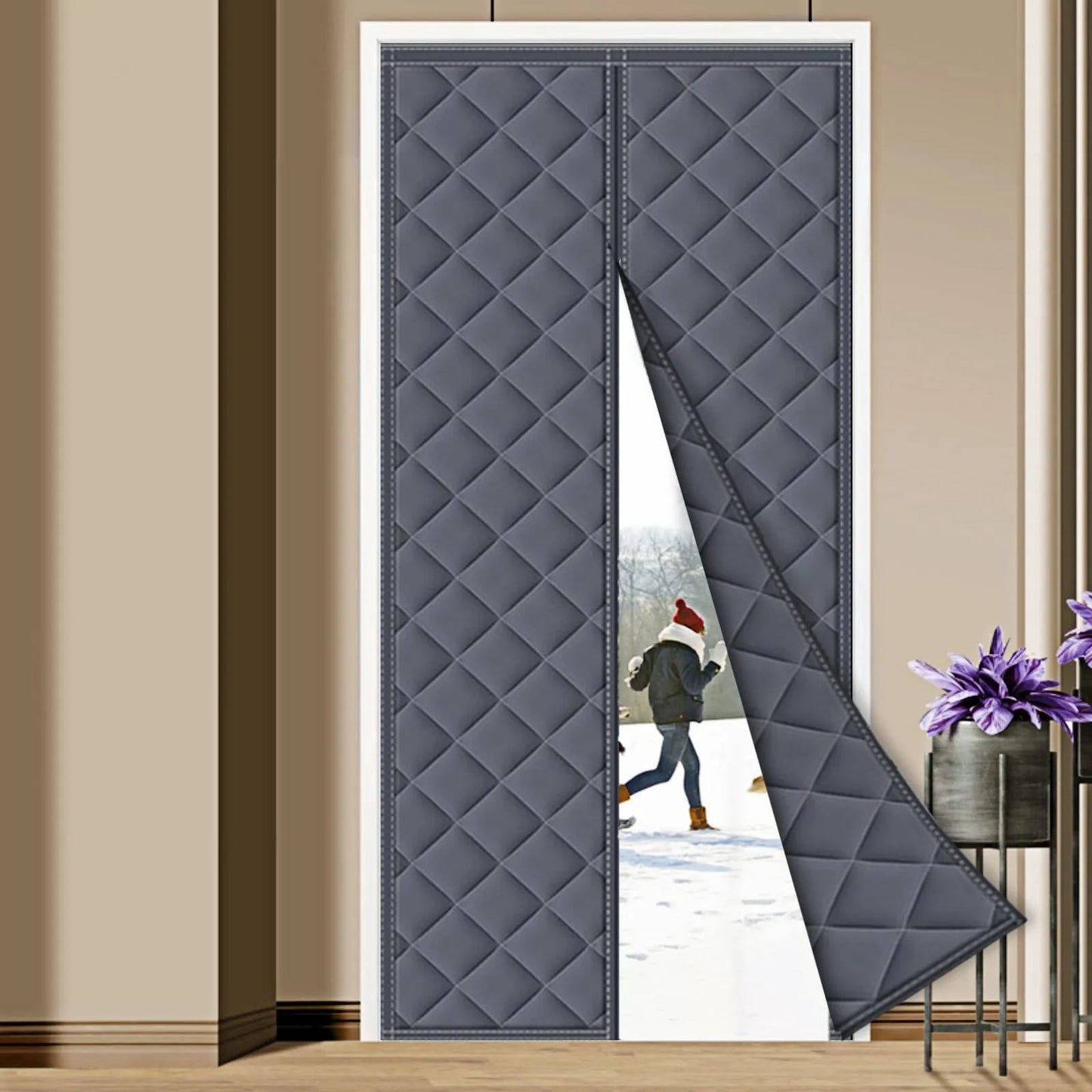 Magnetic Thermal Winter Block Door Insulation Curtain For Maintaining A Cozy Home Environment - Image 1