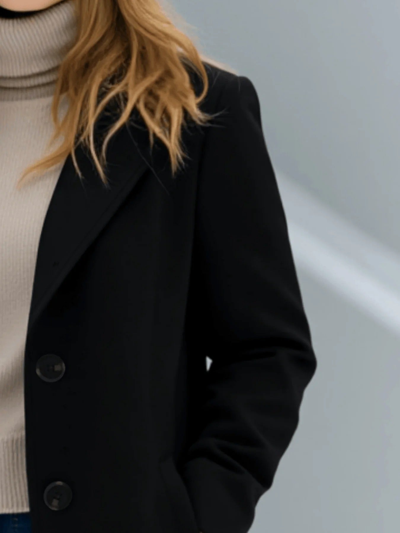 Women's Single Breasted Winter Trench Coat Black