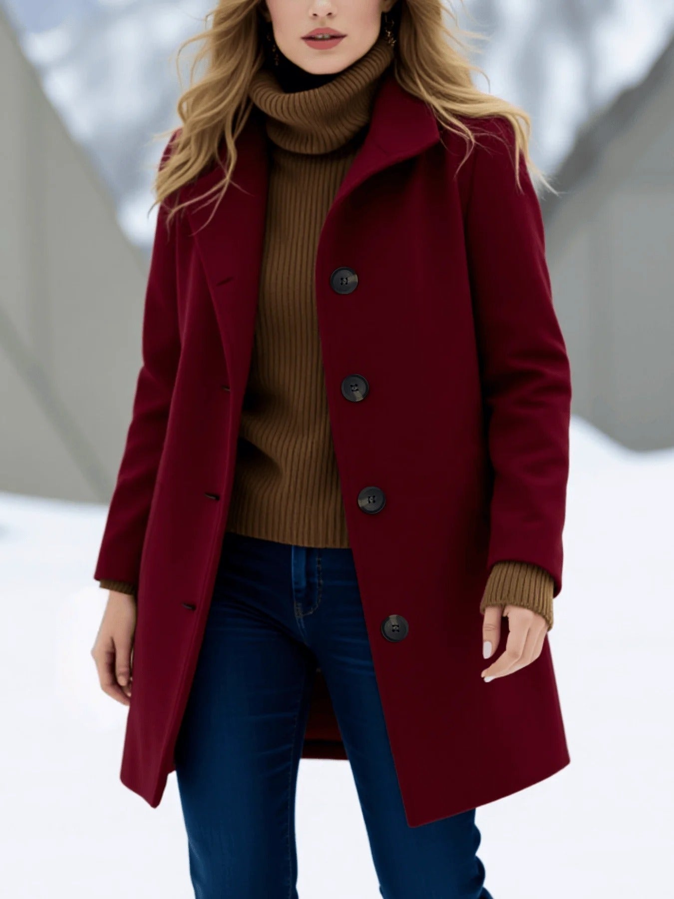 Women's Single Breasted Winter Trench Coat Black