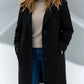 Women's Single Breasted Winter Trench Coat Black
