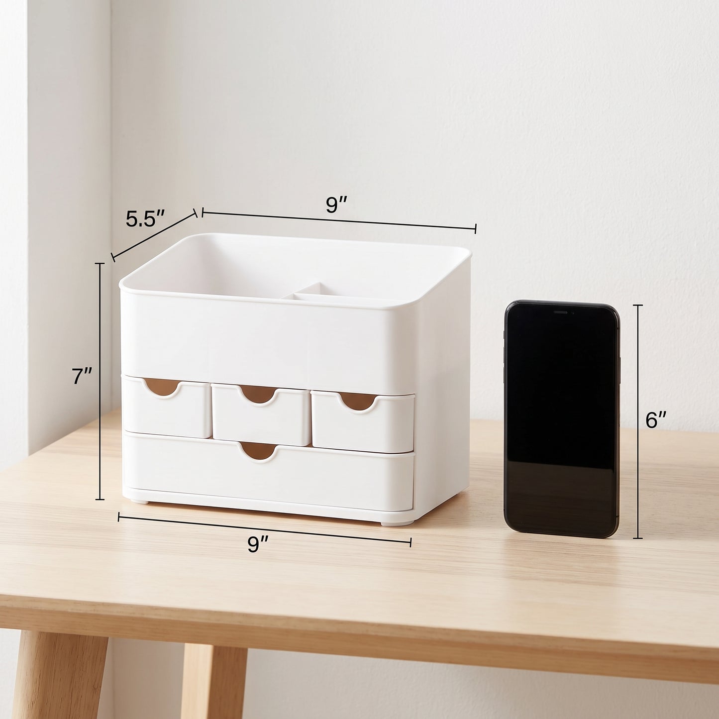 Desk Organiser Makeup Storage Organizer with Drawers Tier System - scale