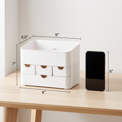Desk Organiser Makeup Storage Organizer with Drawers Tier System - scale