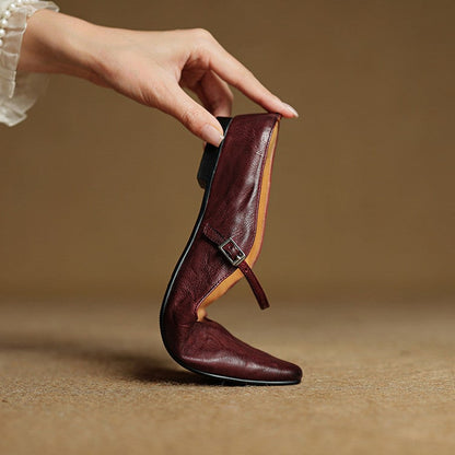 Mary Jane Flats Women's Mules Genuine Leather Pointed Toe Design - Image 12
