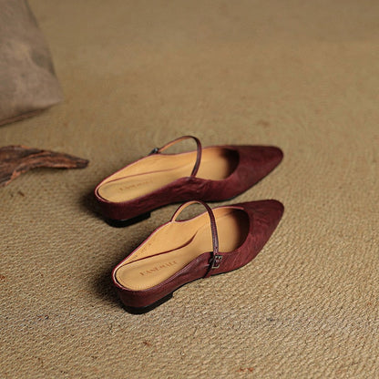 Mary Jane Flats Women's Mules Genuine Leather Pointed Toe Design - Image 13