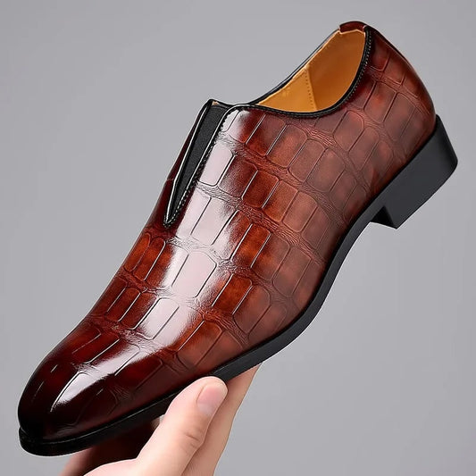 Men's Dress Shoes Slip-On | Textured Formal Shoes - Image 1