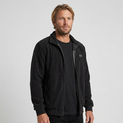Men's Heated Fleece Jacket With Stand Collar Full-Zip Design Seals In Heat And Blocks Wind - Image 3