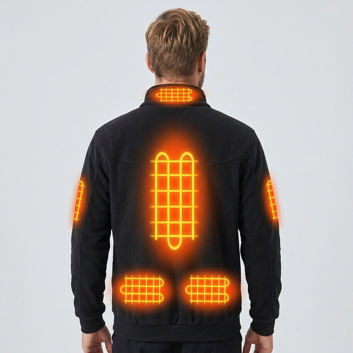 Men's Heated Fleece Jacket With Stand Collar Full-Zip Design Seals In Heat And Blocks Wind - Image 2