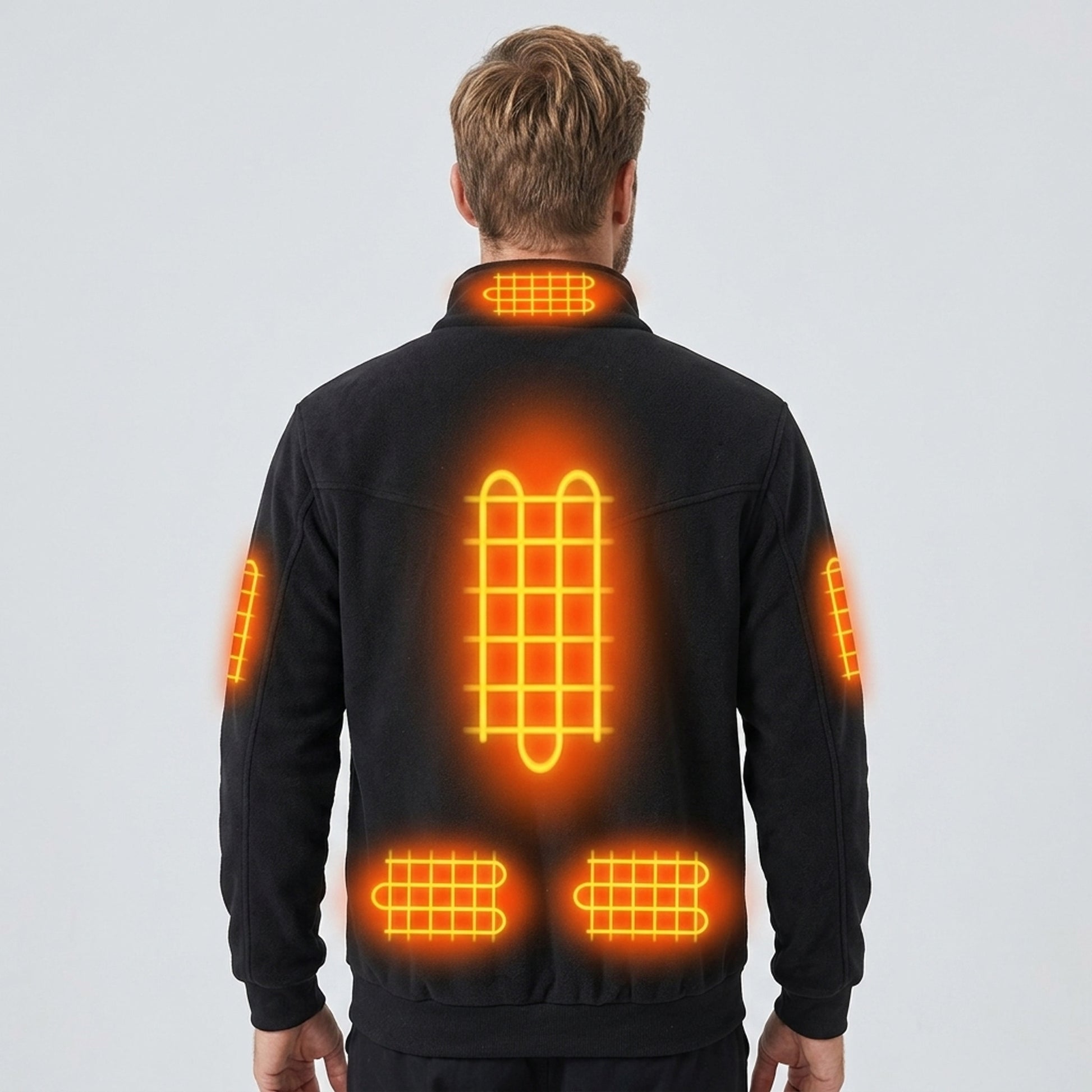 Men's Heated Fleece Jacket With Stand Collar Full-Zip Design Seals In Heat And Blocks Wind - Image 2