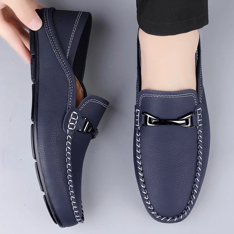 Men's Shoes Casual Loafers Slip-On Moccasin Style with Metal Buckle - Image 2