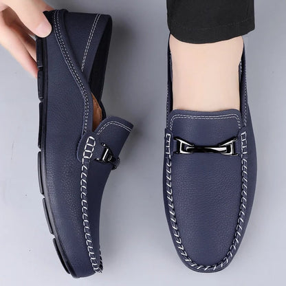 Men's Shoes Casual Loafers Slip-On Moccasin Style with Metal Buckle - Image 2