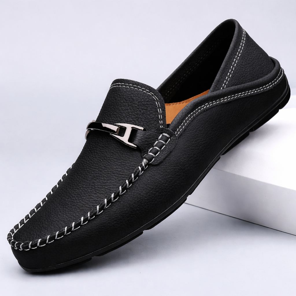 Men's Shoes Casual Loafers Slip-On Moccasin Style with Metal Buckle - Image 4
