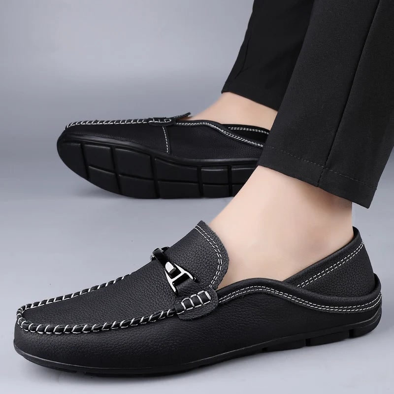 Men's Shoes Casual Loafers Slip-On Moccasin Style with Metal Buckle - Image 5